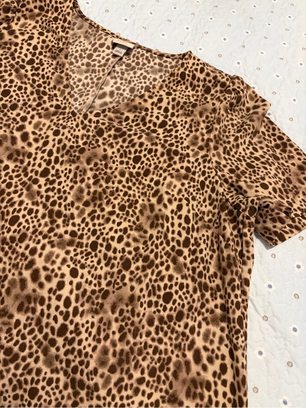 A New Day Cheetah/Leopard Animal Print Ruffled Babydoll Dress Large